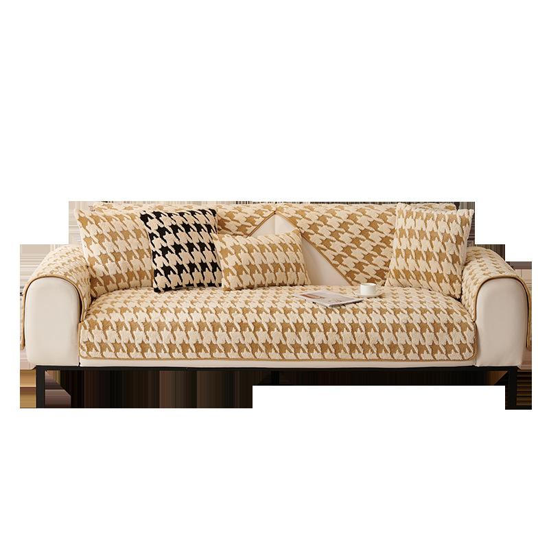 New Qiandongge Sofa Cushion Winter Thickened Plush Seat Cushion High-End Non-Slip Leather Sofa Cover Cover Cloth