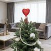 Red Heart Tree Topper with Coil Spring Bounce Effect Glittery Shiny Texture Romantic Holiday Decoration for Mini Trees Parties Home Decor And