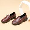 Women's Spring and Autumn PU Leather Soft Soled Single Shoes for Middle-aged and Elderly People, Comfortable Flat Bottomed Non Slip Shoes