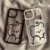 Cartoon Minimalist Bear Phone Case For iPhone 16 15 14 Pro MAX 12 13 12 XS SE2 XR 7 8Plus Cute Line Animal Hard Clear Cover Capa