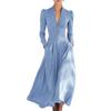 Abito Maxi da Donna con Scollo a V Profondo Vita Alta Senza Maniche Dettaglio Bottoni Tasca Elegante Abito da Sera per Feste