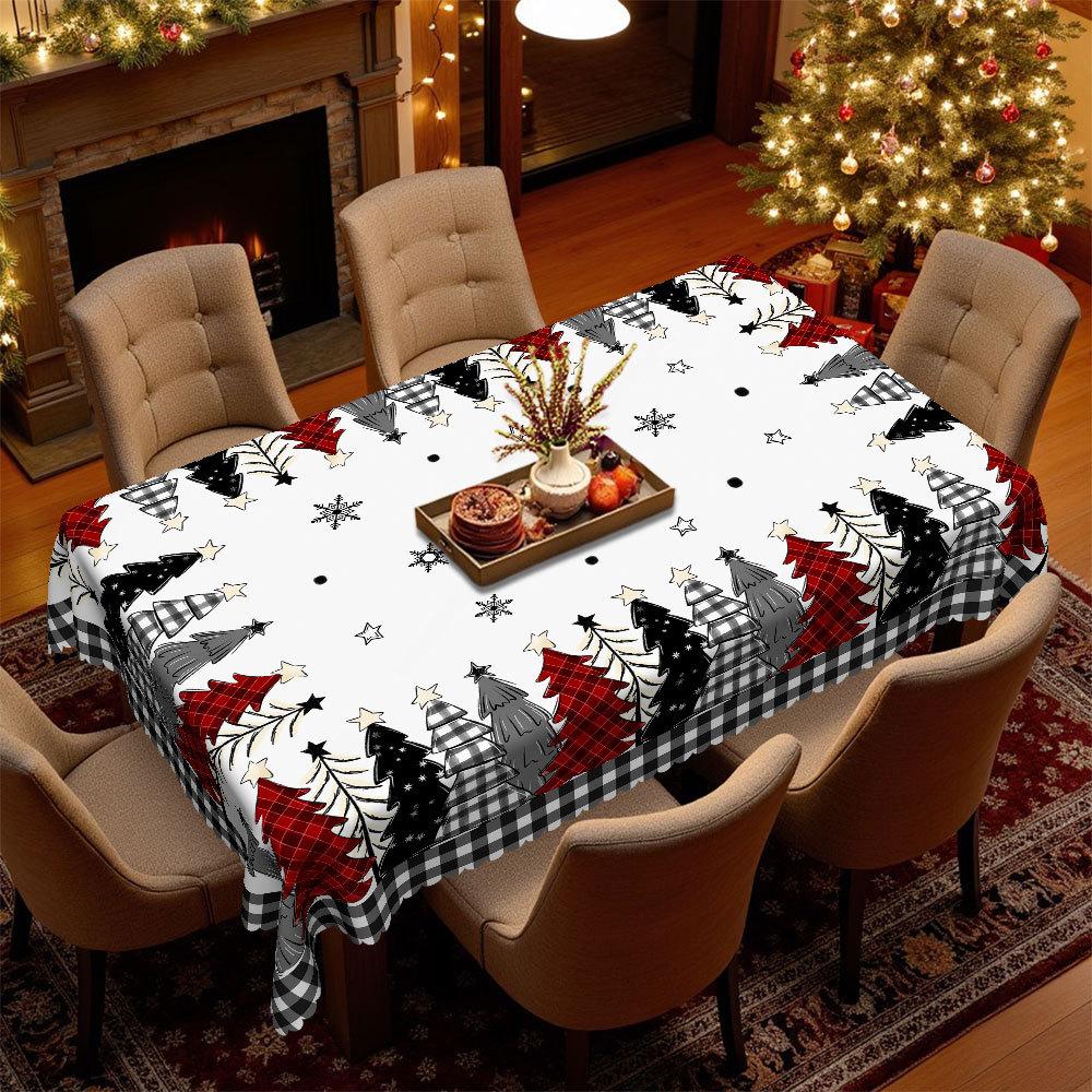 Рождественская скатерть, Декоративная скатерть, Круглая скатерть с рождественской елкой в клетку Буффало, Клетчатая скатерть Round tablecloth-152x152cm