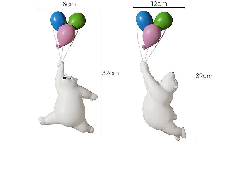 Resin Bear Animal Sculpture Nordic Creative Wall Balloon Wall Decor Pendant Living Room Children's Room Bedroom Wall Decorations