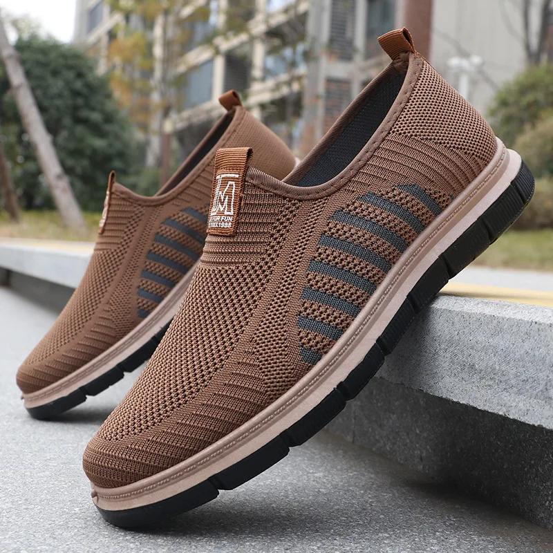 

Fashion New knitted, men s breathable and odor proof flat shoes, lightweight soft soled casual mesh shoes 39-45 spor ayakkabılar 45
