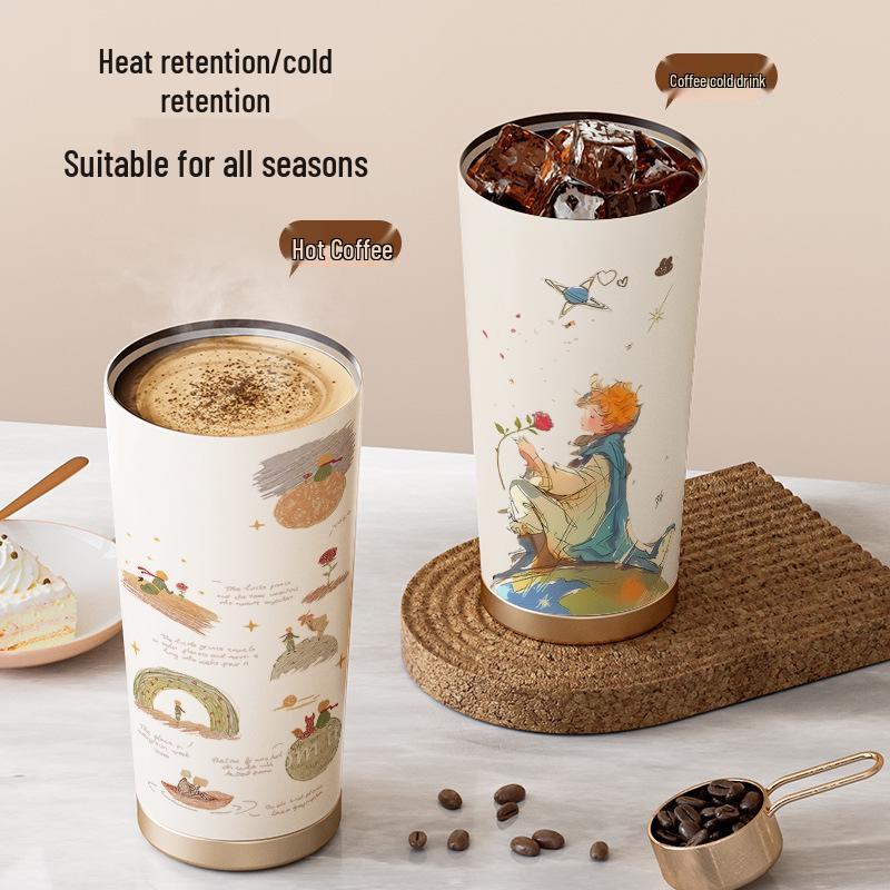 Malý princ 316 Nerezová ocel Izolovaný dětský hrnek se slámkou - Přenosná edice pro kávu a narozeninový dárek