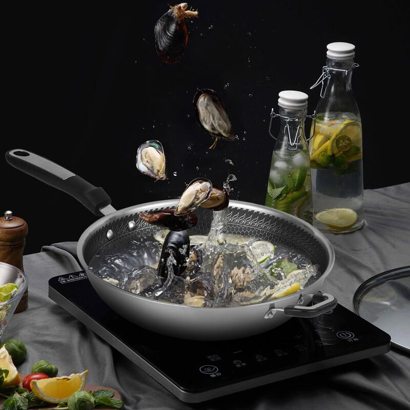 Zhishi 304 Stainless Steel Wok with Side Handle, 32cm