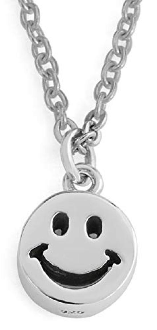 

pe2192-d [Brand Name: 2PIECES] Sterling Silver 925 Necklace for Women, Smile, Smiley Design, Stainless Steel Chain Included, D-Happy Smile