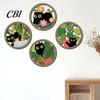 Warm Wood Grain Texture 4PCS Black Cat Wall Sign, with Art, Scratch-Resistant Sun-resistant Hanging Home Decor, Nordic Retro Style for Nursery Bedroom