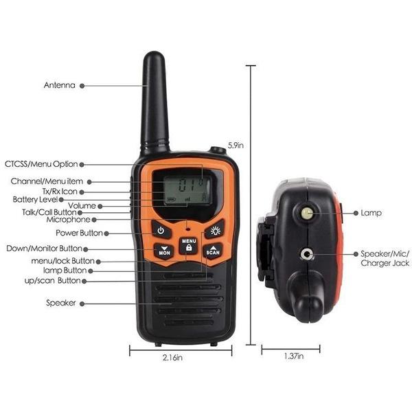 2 Sets of FRS Walkie-talkies with 22 Channels for Adults, Family Radio with LED Flashlight and LCD Display VOX for Hiking and Camping