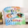 Soccer Fun Bluey Personalized Name Blanket Cozy Customizable Blanket Soft Warm Cozy for Seaside Office Picnics Couch for All Occasions