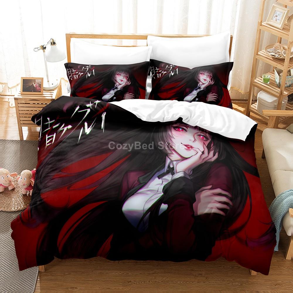 Kakegurui Sengetøy Sett For Jente Anime 3d Dynetrekk Sett Dyne Sengetøy Twin Queen King Enkelt Størrelse Gutter Barn Gave Tegneserie