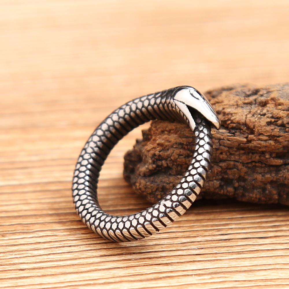 Vintage Simple Norse Ouroboros Rings For Men Women Stainless Steel Punk Biker Animal Snake Ring Fashion Jewelry Gifts