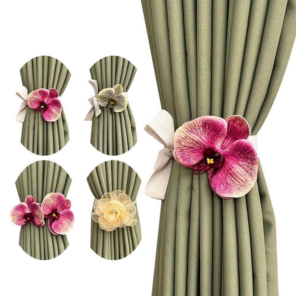 Flower Shape Curtain Buckles No Punching Curtain Strap Modern Curtain Hanging Rope  Home Decoration