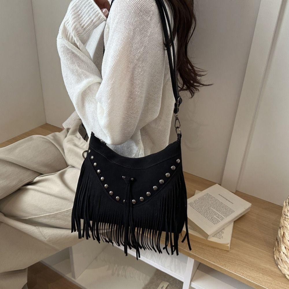 Korean Suede Crossbody Bag Bohemian Style Ethnic Style Handbag Sweet Tassel Shoulder Bag  Girls