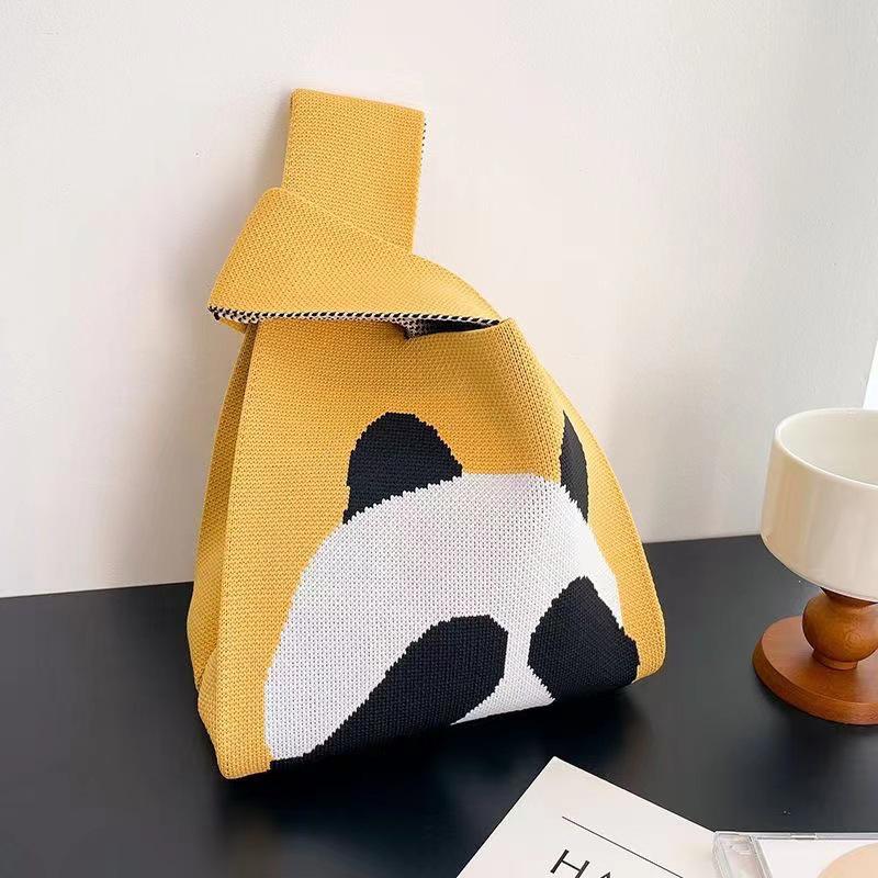 Japanese Knitted Handheld Wristlet Handbag for Stroller Pushing and Commuting