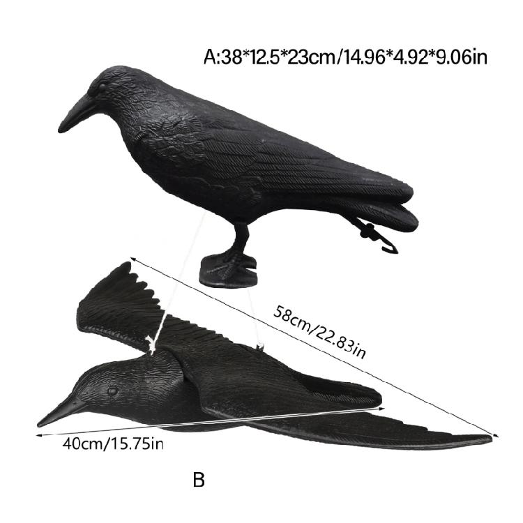 Crow Statues Crow Figure Crow Bird Figures Stand Flying Halloween Bird Decors