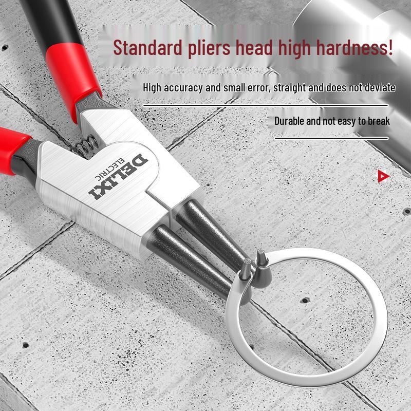 Delixi Electric Industrial Grade Snap Ring Pliers for Internal/External Use - Small Size Expanding Circlip & Spring Retaining Pliers Set.