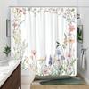 1 x Vintage Floral Shower Curtain, Beautifully Hand-Painted Floral Pattern, Polyester Fabric, Machine Washable, With Hooks