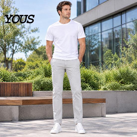 Slim Fit Stretch Chinos Men Twill Trousers, Pants, Solid Color Casual Business Attire for Straight Leg Pants Office Dating Daily Wear Soft Fabric