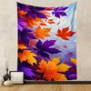 Autumn Leaves Pattern In Orange and Purple Patterned Tapestry for Bedroom and Living Room Home Decor