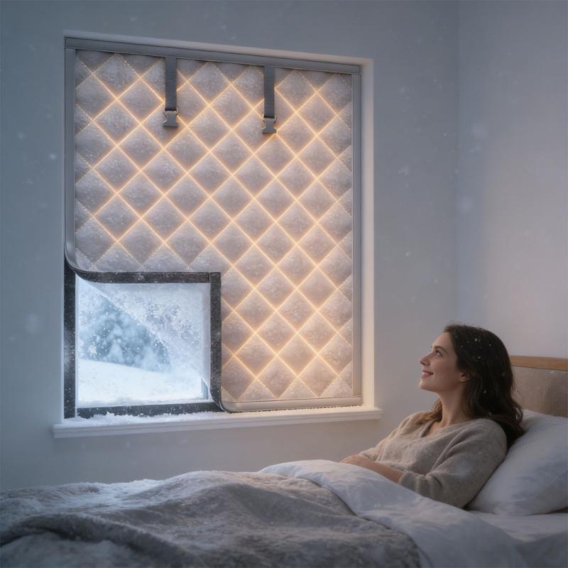 Window Insulation Kits for Winter Thermal Insulated Window Cover Insulated Curtain for Winter Window Blankets in Bedroom