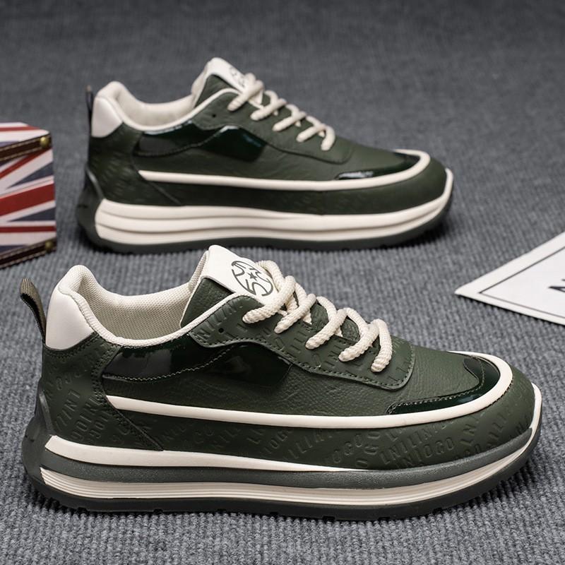 

Men s Shoes New Breathable Leather Sneaker Trend All-matching Platform Sole Casual Dad s 41