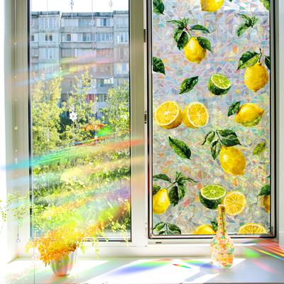 Glänzende laserbedruckte simulierte Zitrone Küchen-Restaurant-Hintergrund Glas Dekorativer elektrostatischer Klebeaufkleber