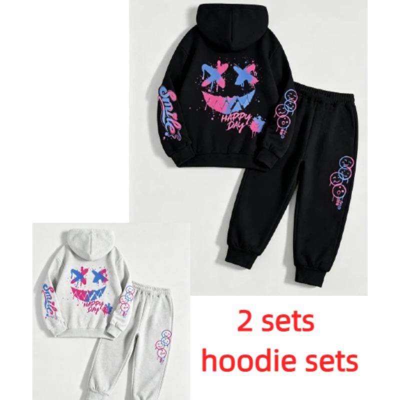 Fashion Letter Happy Day Graffiti Print Kids Hoodie Street Hip Hop Hoody Fashion Hoodies Vintage Boy's Girl Clothes