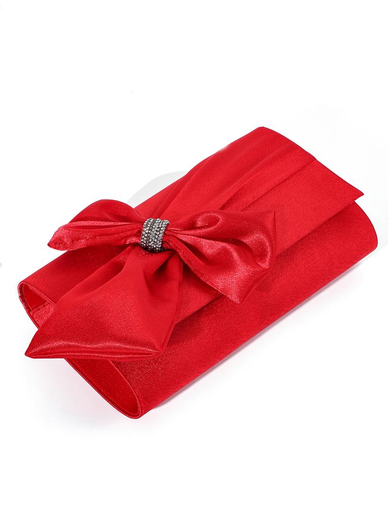 Elegant Bow Flap Evening Bag For Women Handbag Rhinestone Clutch Purse Formal/Wedding/Prom/Party Lady Crossbody Shoulder Bags