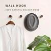 1Pc Walnut Wooden Wall Hooks Non-slip Hook For Coats Bags Hats Key Hanger With Screws Kitchen Bathroom Decor Organizer Hooks