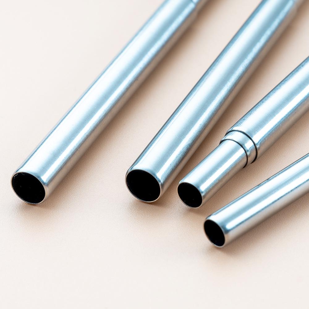 304 Stainless Steel Foldable Telescopic Straw with Brush - Outdoor Gift Tableware