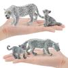 4Pcs/Set Simulation Leopard Family Model PVC Snow Leopard Figurine Realistic Miniature Wildlife Animal