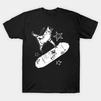 Skateboard Cat Y2k Tshirt For Unisex Wounisex 100 Cotton T Shirts Short Sleeve
