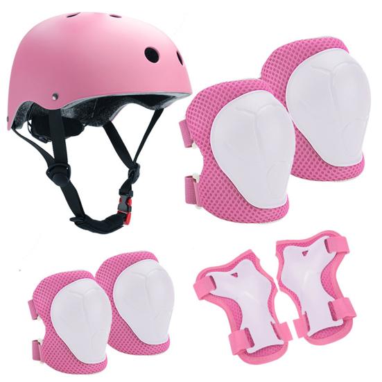 7Pcs/Set Kids Cycling Protective Gear Kit Roller Skate Skateboard Skating Bike Scooter Adjustable Helmet Knee Elbow Pad Wrist Guard Protector