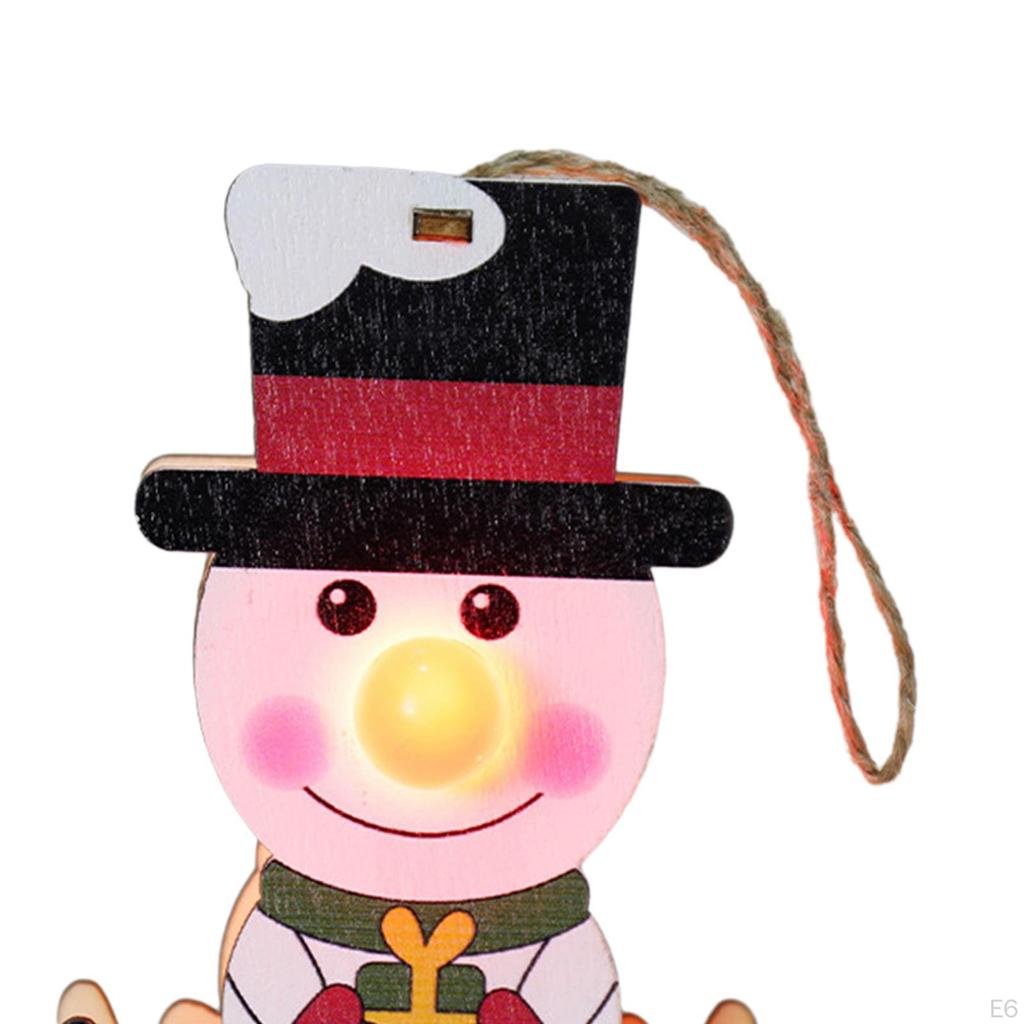 Glowing Christmas Hanging Ornament Tree Decoration Crafts Decorative Wood Decor
