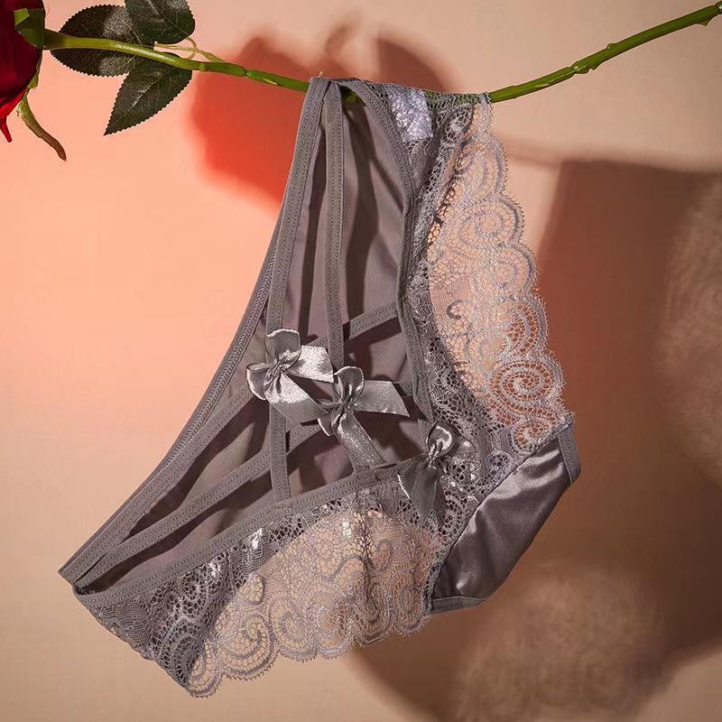 Satin Ice Silk Bow Hollow Triangle Panties - Women's 2025 Hot Style