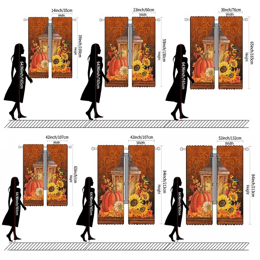 Christmas Pumpkin Sunflower Printed Curtains Decorations Home Room Made Of Polyester