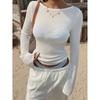 Top Women Spring Autumn New Solid Color Round Neck Slim Fit Long Sleeve Daily Versatile Casual Basic T-Shirt Top