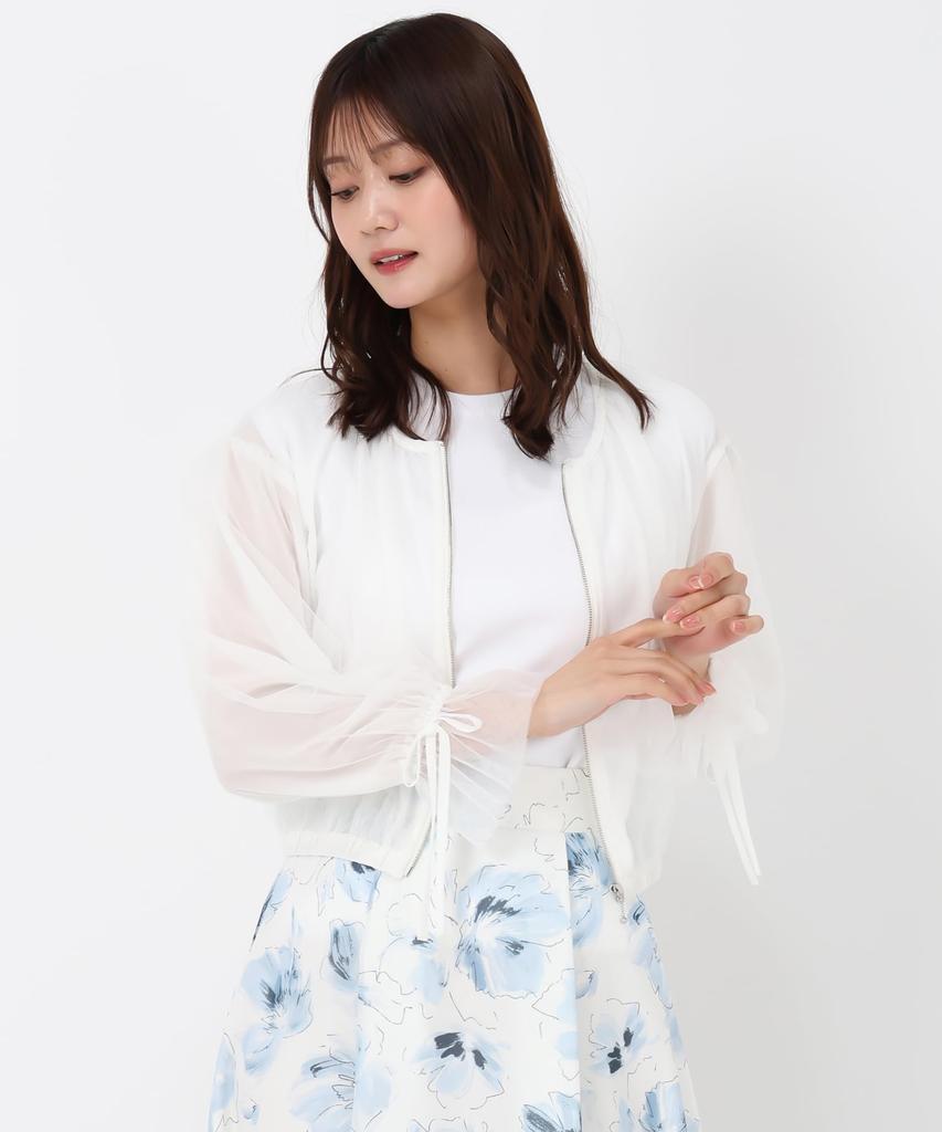 [Misch Masch] Tulle Sleeve Ribbon Blouson  MM518507