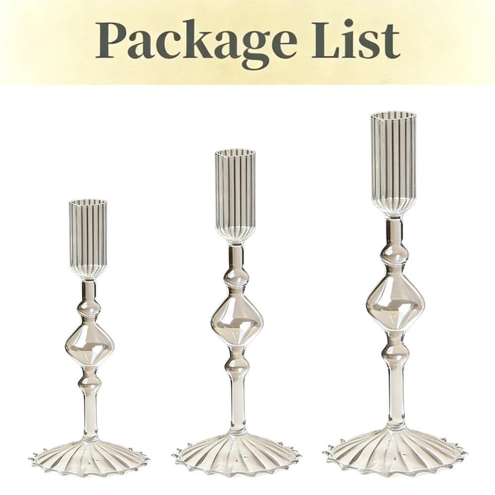 3Pcs Glass Candle Stick Holder Crystal Flower Vase Home Decoration for Table Centerpiece Wedding Party Christmas Decorations