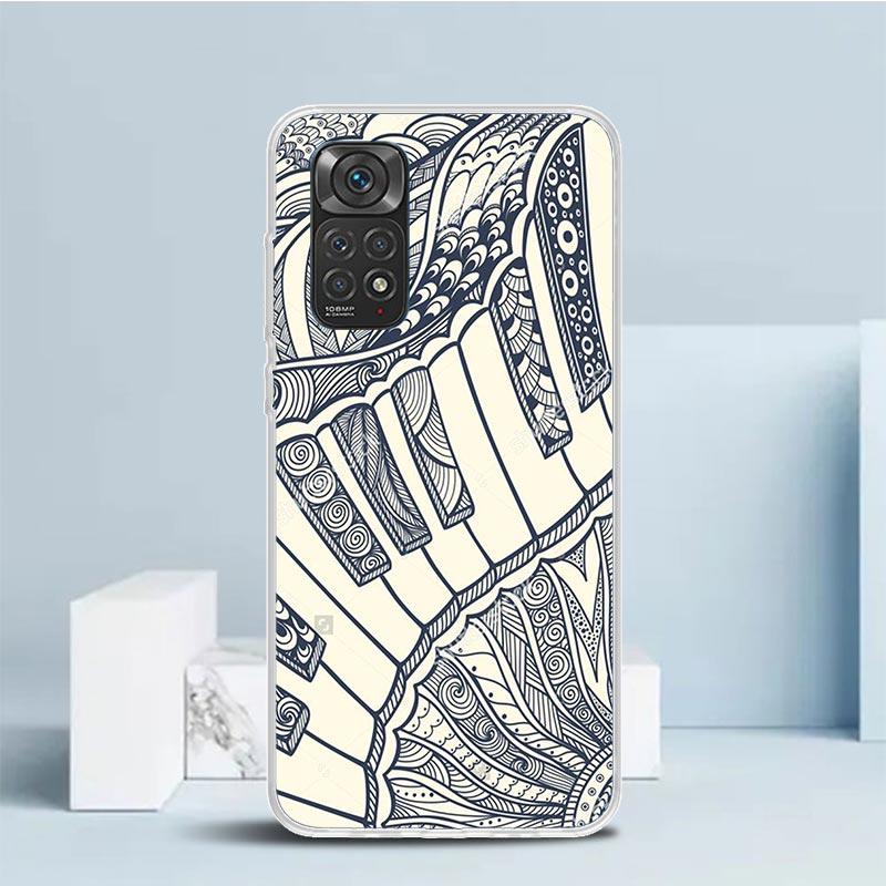 Music Piano Keyboard Phone Case For Xiaomi Redmi Note 15 14 14S 13 12S 12 Pro Plus 11S 11 11T 11E 10S 10 + Soft TPU Back Cover R