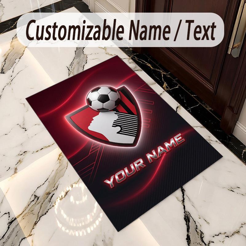 Crystal Velvet Rug Bournemouth Football Print Custom Name Text Floor Mat Home Decor