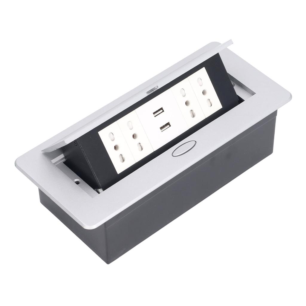 Power Socket Box 4 Switzerland Standard 3 Hole Outlets USB Ports Up Embedded Receptacle Box