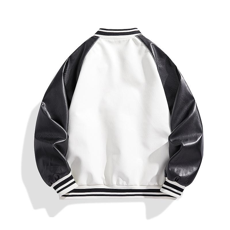 American Retro Motorcycle Suit PU Leather Men's Baseball Jacket Spring and Autumn Pilot Functional Jacket Outerwear
