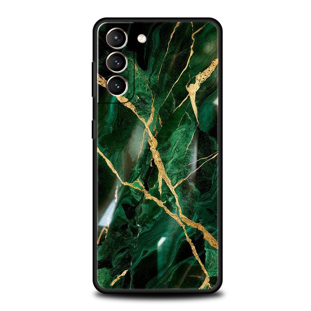 Watercolor Marble Phone Case For Samsung Galaxy S26 Ultra S25 Plus S24 FE S23 S22 5G S21 S20 Cover Black Soft