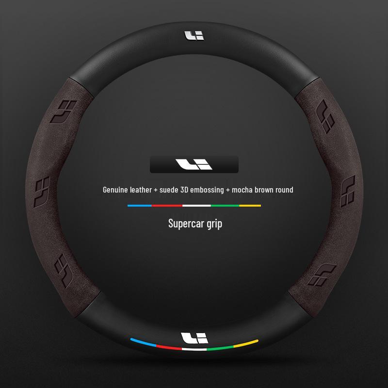 Ideal Steering Wheel Cover – Genuine Leather & Suede, Carbon Fiber, Four Seasons Compatible (Models: ONE L9, L8, L7, L6 MEGA)