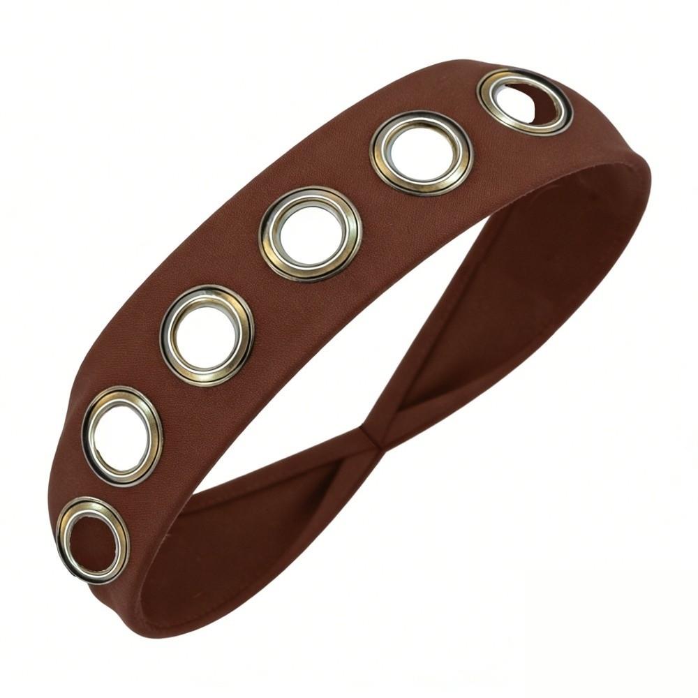 Solid Color Hollow Metal Headband Grommet Yoga Elastic Hair Band Women