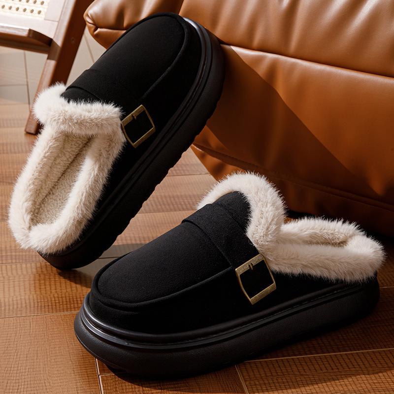 Fashion boots 2025 winter solid color with velvet thermal boots one pedal thickened student cotton shoes boots