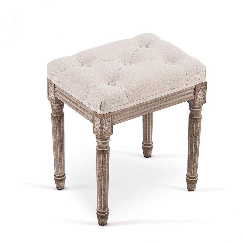 Bancă de intrare din lemn de cauciuc europeană Bancă vintage pentru pantofi Scaun de toaletă luxos sculptat Bancă elegantă la capătul patului