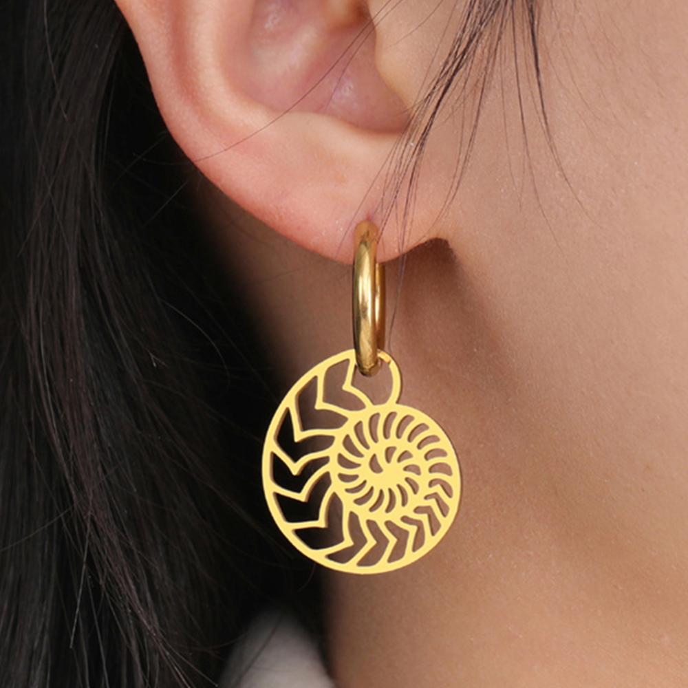 My Shape Nautilus Shell Snail Pendants Necklaces for Women Men Stainless Steel Gold Color Geometric Spiral Conch Chain Jewelry